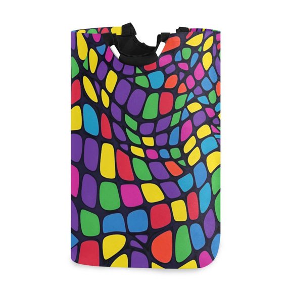 Yayeee Freestanding Laundry Hamper with Handle Collapsible Large Storage Basket for Clothes, Colorful Psychedelic