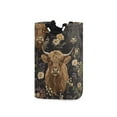 thumbnail image 1 of Yayeee Freestanding Laundry Hamper with Handle Collapsible Large Storage Basket for Clothes, Cows and Flowers, 1 of 7