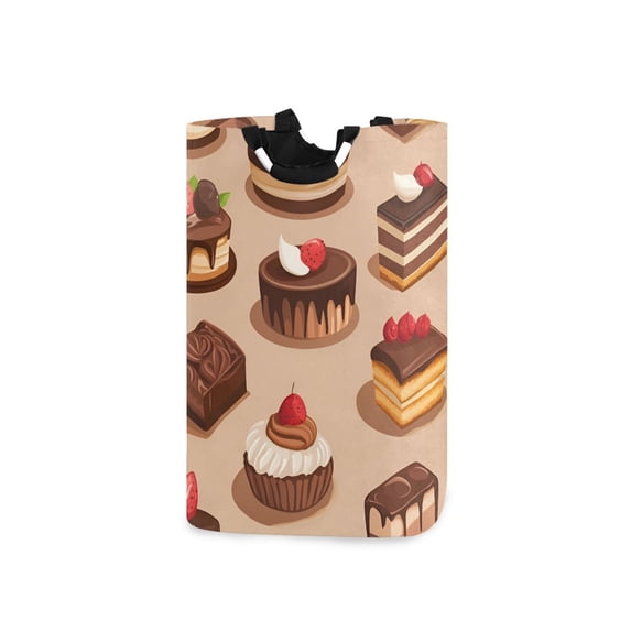 Yayeee Freestanding Laundry Hamper with Handle Collapsible Large Storage Basket for Clothes, Creamy Cake