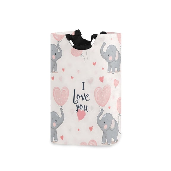 Yayeee Freestanding Laundry Hamper with Handle Collapsible Large Storage Basket for Clothes, Cute Elephant