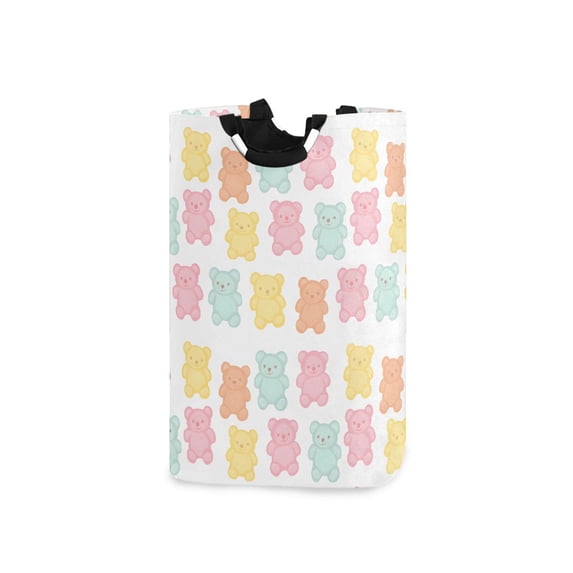 Yayeee Freestanding Laundry Hamper with Handle Collapsible Large Storage Basket for Clothes, Cute Gummy Bears Pattern