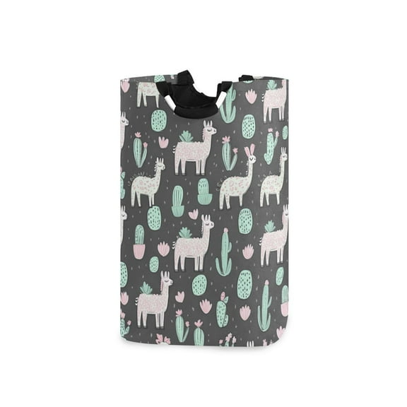 Yayeee Freestanding Laundry Hamper with Handle Collapsible Large Storage Basket for Clothes, Cute Llamas Pattern
