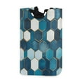 thumbnail image 1 of Yayeee Freestanding Laundry Hamper with Handle Collapsible Large Storage Basket for Clothes, Dark Blue Hexagon Patterns, 1 of 7