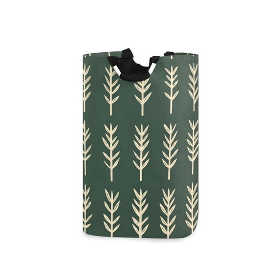 Yayeee Freestanding Laundry Hamper with Handle Collapsible Large Storage Basket for Clothes, Dark Green Leaves