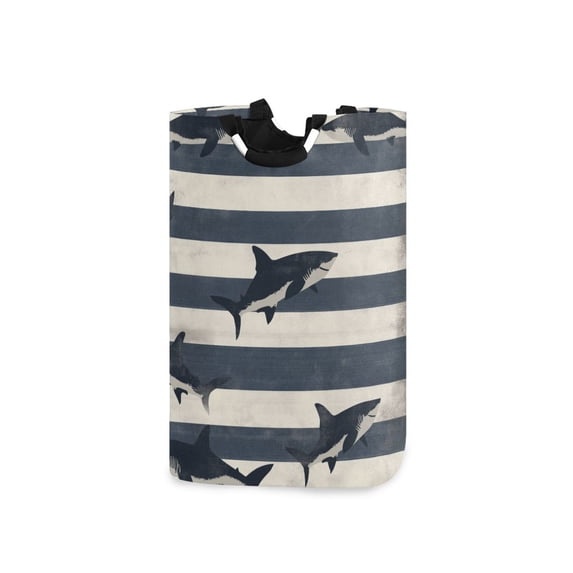 Yayeee Freestanding Laundry Hamper with Handle Collapsible Large Storage Basket for Clothes, Dark Sharks