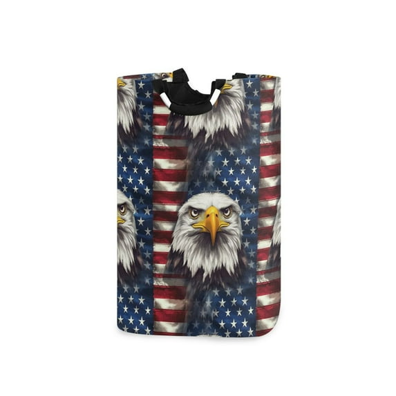 Yayeee Freestanding Laundry Hamper with Handle Collapsible Large Storage Basket for Clothes, Eagle Flag Pattern