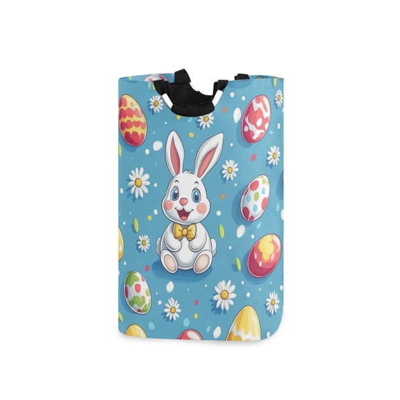 Yayeee Freestanding Laundry Hamper with Handle Collapsible Large Storage Basket for Clothes, Easter Bunny Pattern