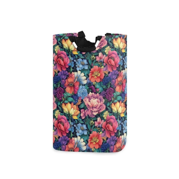 Yayeee Freestanding Laundry Hamper with Handle Collapsible Large Storage Basket for Clothes, Ethereal Floral Harmony