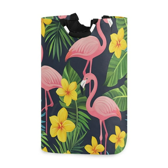 Yayeee Freestanding Laundry Hamper with Handle Collapsible Large Storage Basket for Clothes, Flamingo Pattern