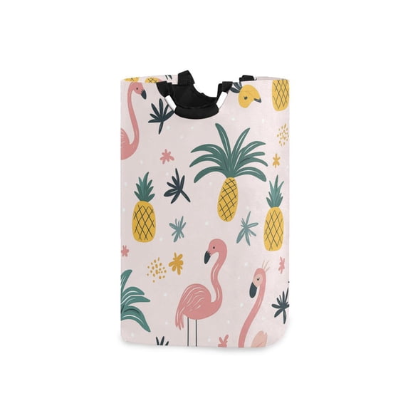 Yayeee Freestanding Laundry Hamper with Handle Collapsible Large Storage Basket for Clothes, Flamingo Pattern