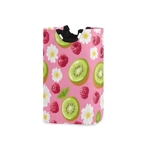 Yayeee Freestanding Laundry Hamper with Handle Collapsible Large Storage Basket for Clothes, Floral Raspberries