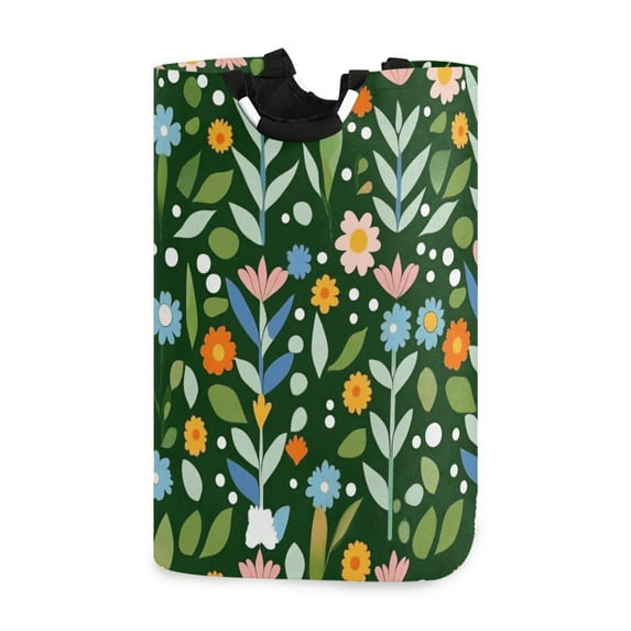Yayeee Freestanding Laundry Hamper with Handle Collapsible Large Storage Basket for Clothes, Flourish Flowers Pattern