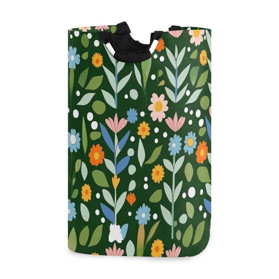 Yayeee Freestanding Laundry Hamper with Handle Collapsible Large Storage Basket for Clothes, Flourish Flowers Pattern