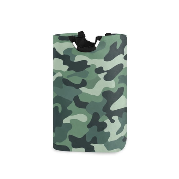 Yayeee Freestanding Laundry Hamper with Handle Collapsible Large Storage Basket for Clothes, Forest Camouflage Pattern