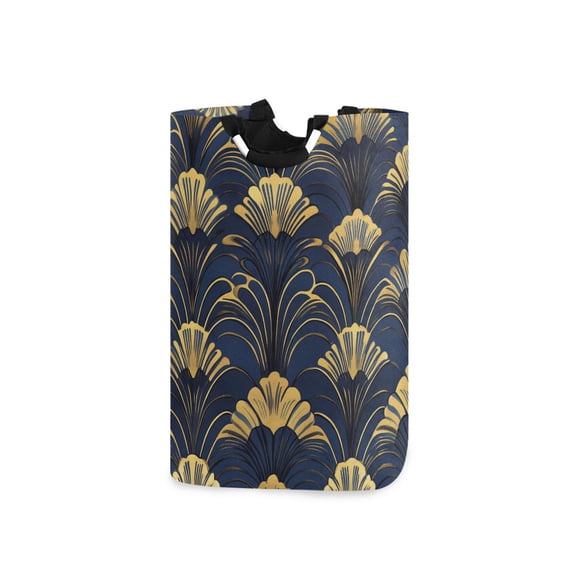 Yayeee Freestanding Laundry Hamper with Handle Collapsible Large Storage Basket for Clothes, Gold Art Pattern