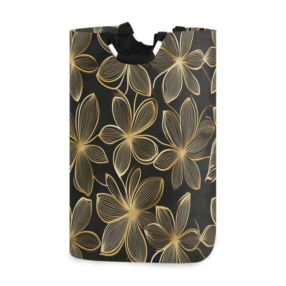 Yayeee Freestanding Laundry Hamper with Handle Collapsible Large Storage Basket for Clothes, Golden Elegance