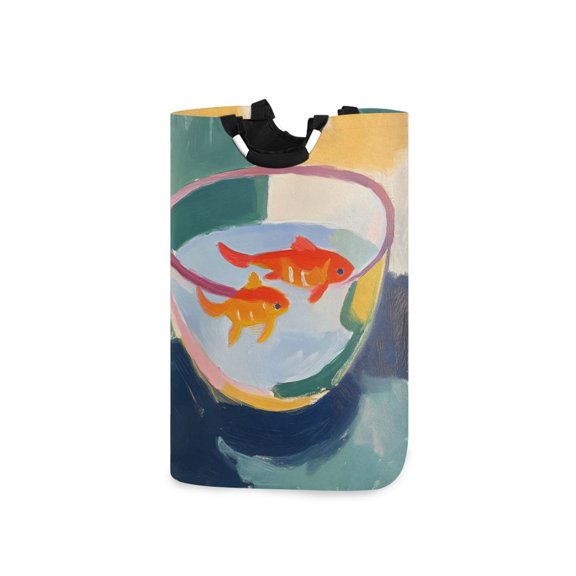 Yayeee Freestanding Laundry Hamper with Handle Collapsible Large Storage Basket for Clothes, Goldfish Bowl