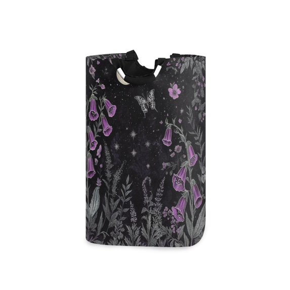 Yayeee Freestanding Laundry Hamper with Handle Collapsible Large Storage Basket for Clothes, Gothic Floral Print