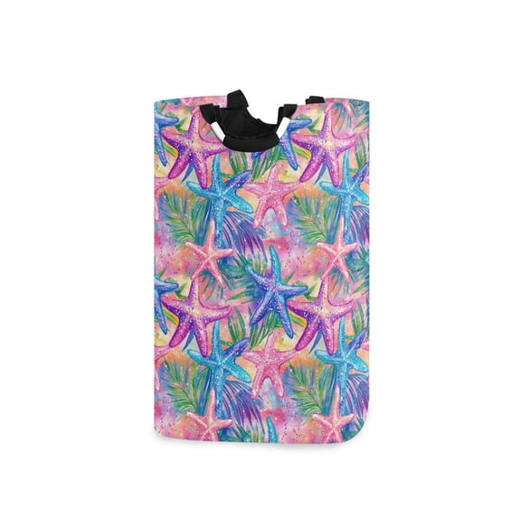 Yayeee Freestanding Laundry Hamper with Handle Collapsible Large Storage Basket for Clothes, Gradient Starfish Pattern