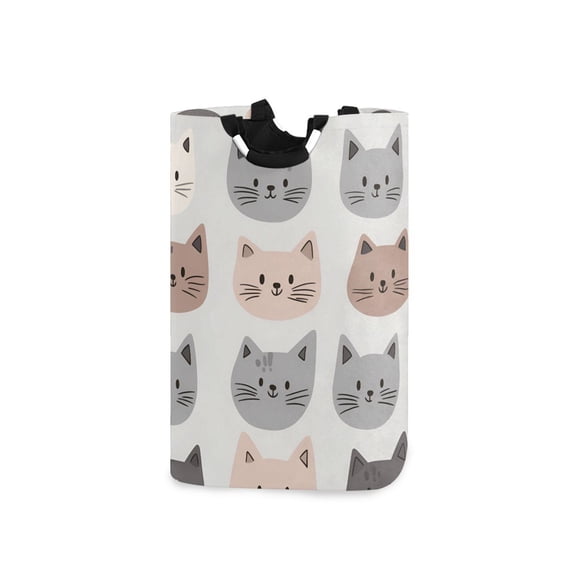 Yayeee Freestanding Laundry Hamper with Handle Collapsible Large Storage Basket for Clothes, Gray Cat Pattern