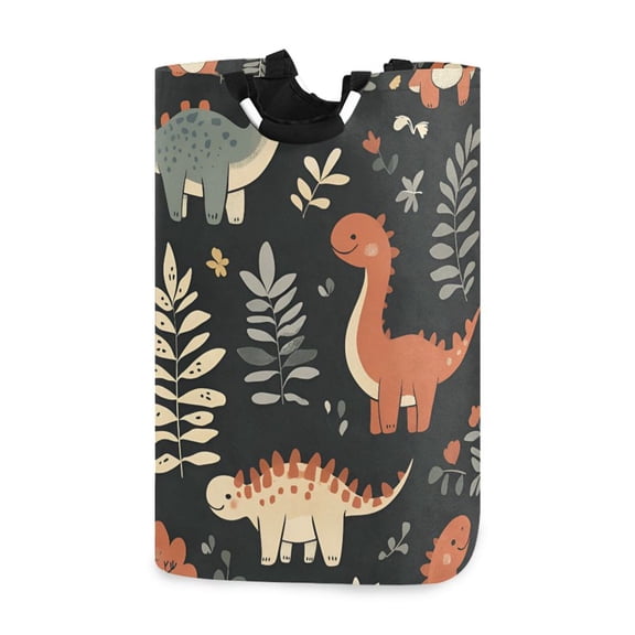 Yayeee Freestanding Laundry Hamper with Handle Collapsible Large Storage Basket for Clothes, Gray Dinosaur