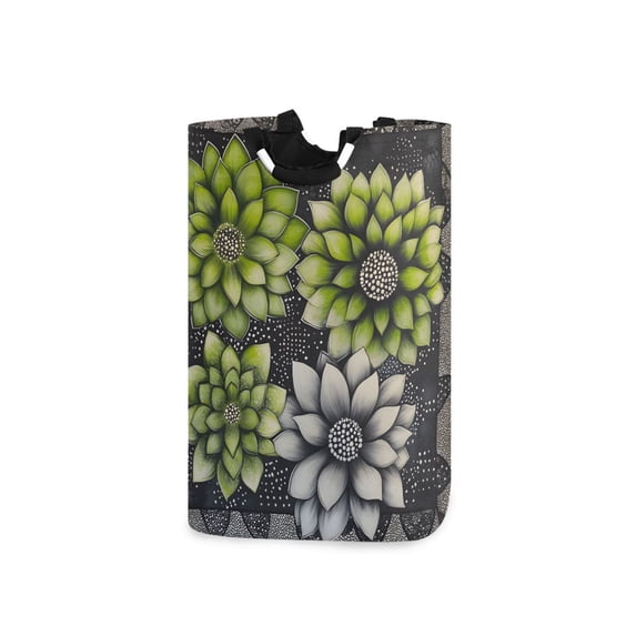 Yayeee Freestanding Laundry Hamper with Handle Collapsible Large Storage Basket for Clothes, Gray Floral