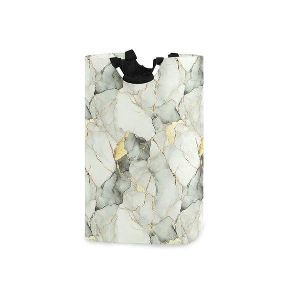 Yayeee Freestanding Laundry Hamper with Handle Collapsible Large Storage Basket for Clothes, Gray Marble Pattern