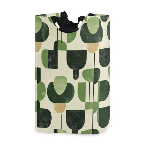 Yayeee Freestanding Laundry Hamper with Handle Collapsible Large Storage Basket for Clothes, Green Circle