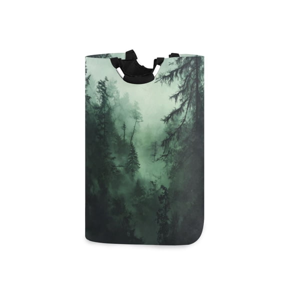 Yayeee Freestanding Laundry Hamper with Handle Collapsible Large Storage Basket for Clothes, Green Forest