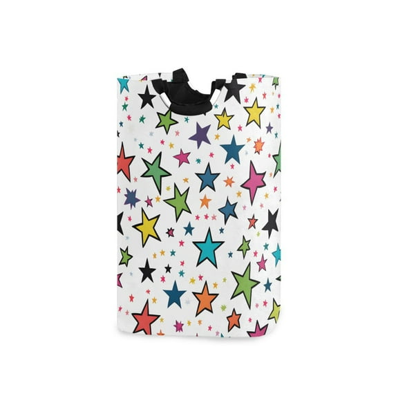 Yayeee Freestanding Laundry Hamper with Handle Collapsible Large Storage Basket for Clothes, Green Stars