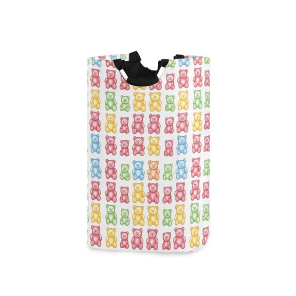 Yayeee Freestanding Laundry Hamper with Handle Collapsible Large Storage Basket for Clothes, Gummy Bear Pattern