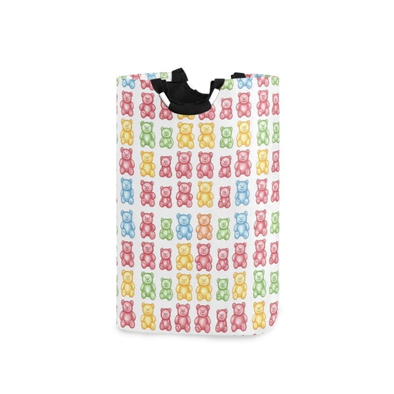 Yayeee Freestanding Laundry Hamper with Handle Collapsible Large Storage Basket for Clothes, Gummy Bear Pattern