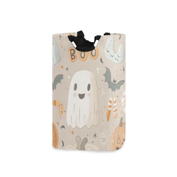 Yayeee Freestanding Laundry Hamper with Handle Collapsible Large Storage Basket for Clothes, Halloween Ghosts