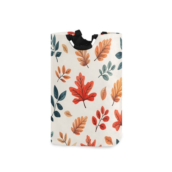 Yayeee Freestanding Laundry Hamper with Handle Collapsible Large Storage Basket for Clothes, Hand Drawn Autumn Leaves