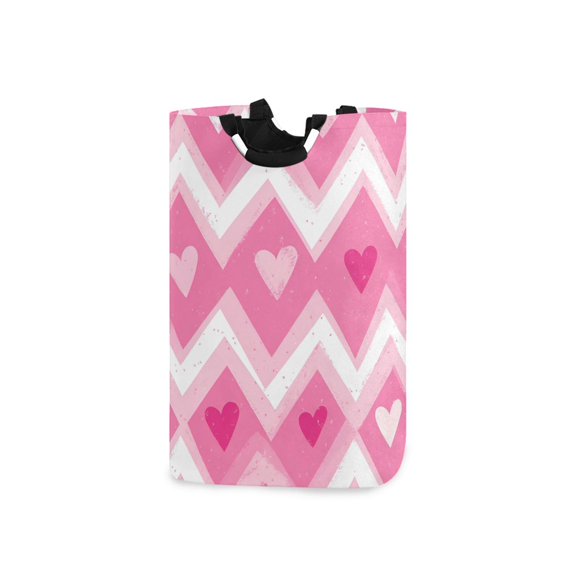 Yayeee Freestanding Laundry Hamper with Handle Collapsible Large Storage Basket for Clothes, Heart Geometric