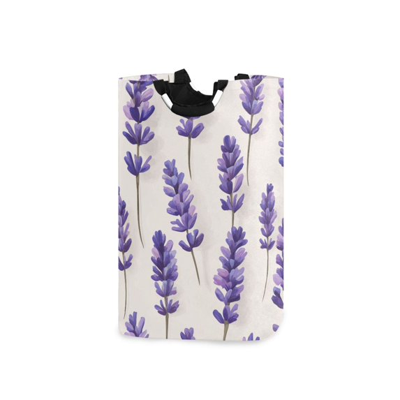Yayeee Freestanding Laundry Hamper with Handle Collapsible Large Storage Basket for Clothes, Lavender Pattern