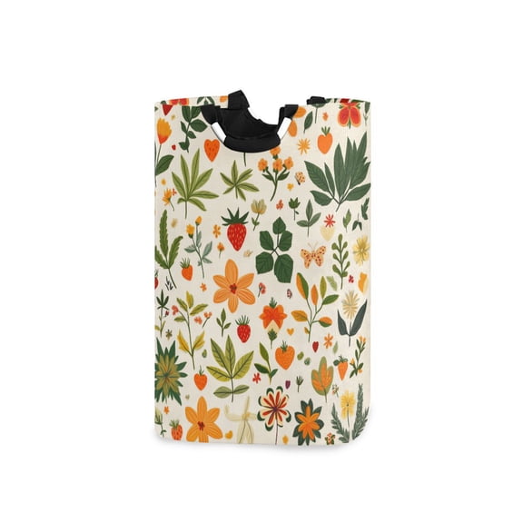 Yayeee Freestanding Laundry Hamper with Handle Collapsible Large Storage Basket for Clothes, Leaves Pattern