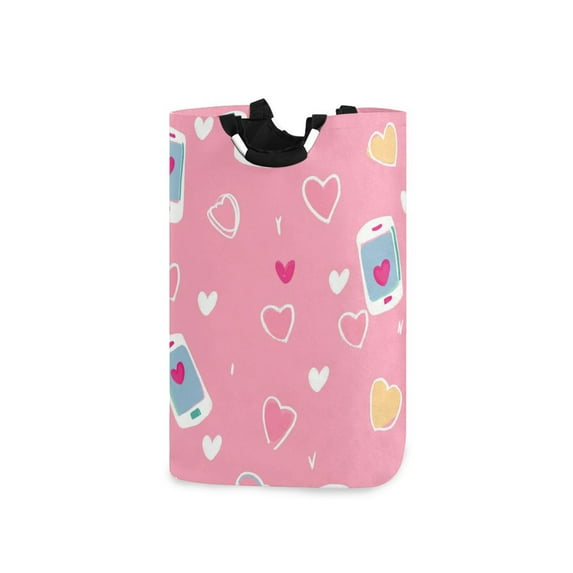 Yayeee Freestanding Laundry Hamper with Handle Collapsible Large Storage Basket for Clothes, Love Connection