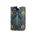 thumbnail image 1 of Yayeee Freestanding Laundry Hamper with Handle Collapsible Large Storage Basket for Clothes, Navy Blue Peacock Pattern, 1 of 7