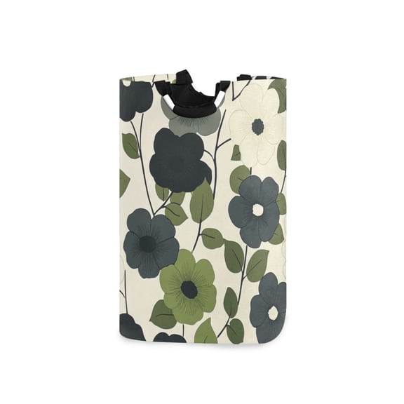 Yayeee Freestanding Laundry Hamper with Handle Collapsible Large Storage Basket for Clothes, Navy Flower