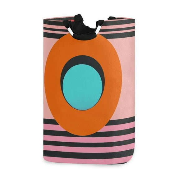 Yayeee Freestanding Laundry Hamper with Handle Collapsible Large Storage Basket for Clothes, Orange Circle