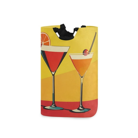 Yayeee Freestanding Laundry Hamper with Handle Collapsible Large Storage Basket for Clothes, Orange Cocktails