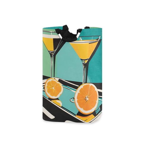 Yayeee Freestanding Laundry Hamper with Handle Collapsible Large Storage Basket for Clothes, Orange Glasses