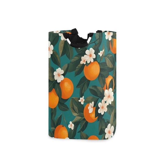 Yayeee Freestanding Laundry Hamper with Handle Collapsible Large Storage Basket for Clothes, Orange Leaves