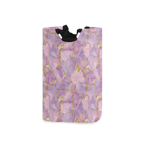 Yayeee Freestanding Laundry Hamper with Handle Collapsible Large Storage Basket for Clothes, Pastel Pink Marble Pattern