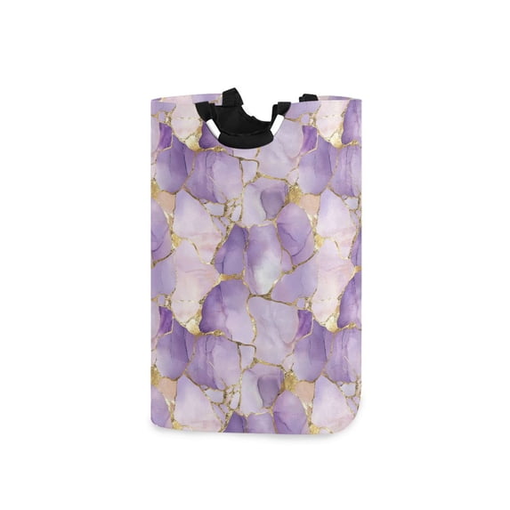Yayeee Freestanding Laundry Hamper with Handle Collapsible Large Storage Basket for Clothes, Pastel Purple Marble Pattern