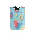 thumbnail image 1 of Yayeee Freestanding Laundry Hamper with Handle Collapsible Large Storage Basket for Clothes, Pink Beach Toys Pattern, 1 of 7