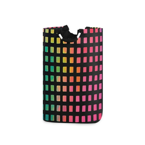 Yayeee Freestanding Laundry Hamper with Handle Collapsible Large Storage Basket for Clothes, Pink Block Pattern