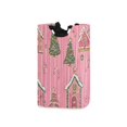 thumbnail image 1 of Yayeee Freestanding Laundry Hamper with Handle Collapsible Large Storage Basket for Clothes, Pink Gingerbread House, 1 of 7