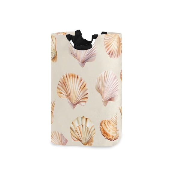 Yayeee Freestanding Laundry Hamper with Handle Collapsible Large Storage Basket for Clothes, Pink Seashell